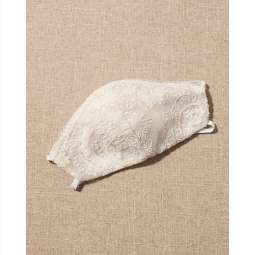 Lace ivory bridal face mask